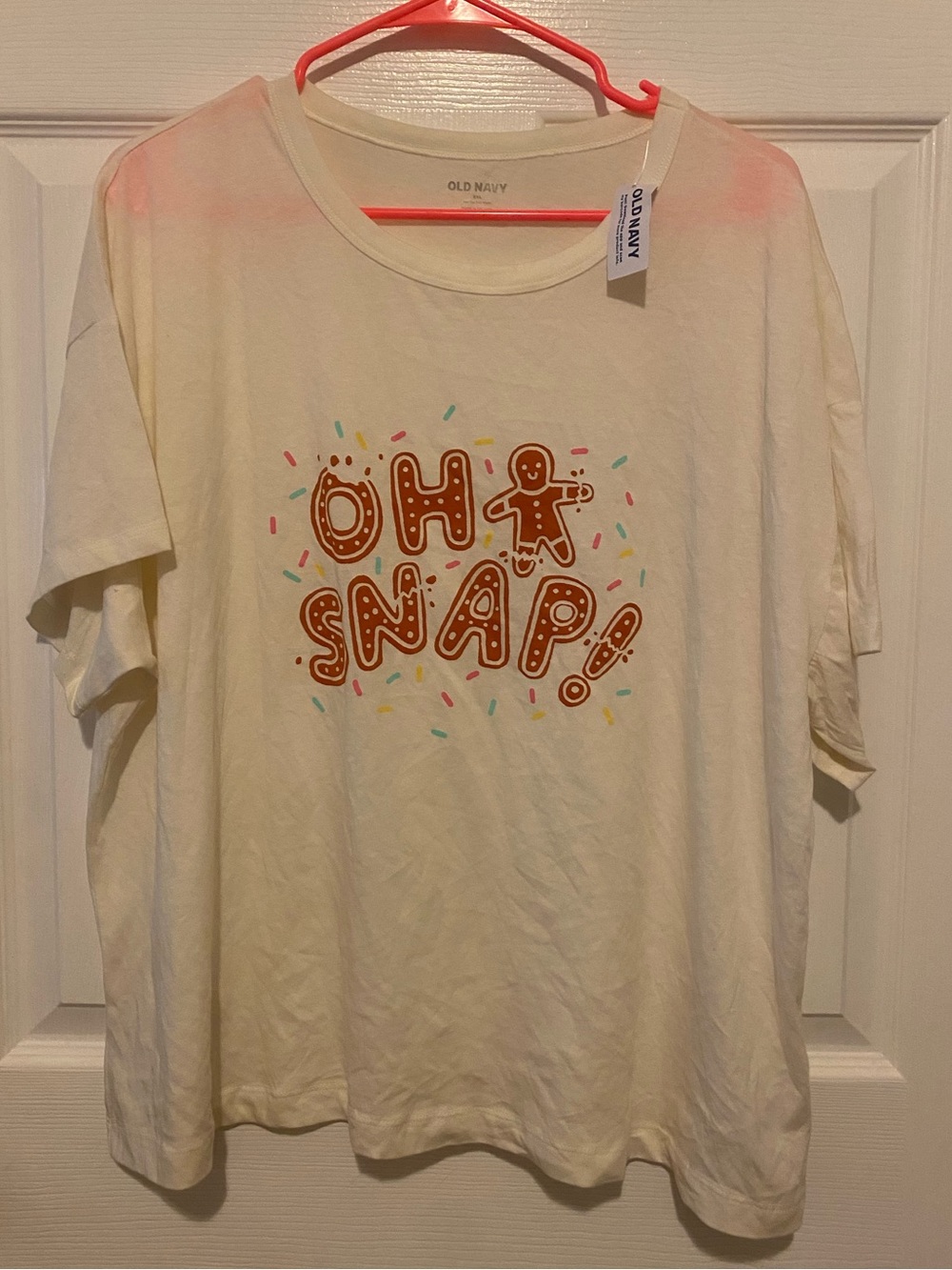 Old Navy womens "Oh Snap!" Cream Graphic Tee